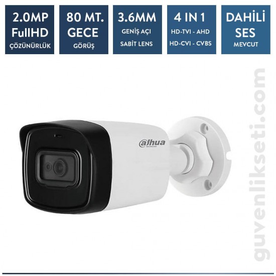 Dahua HAC-HFW1200TL-A-0360B Sesli 2MP HDCVI IR Bullet Kamera